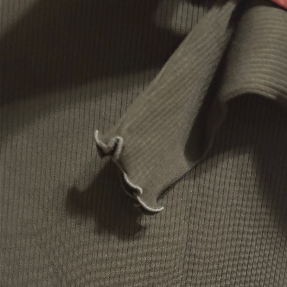 LOFT Olive Ribbed Ruffle Crewneck - Picture 5 of 7